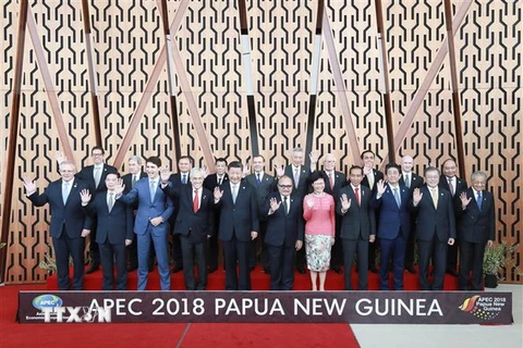 Lãnh đạo và đại diện các nền kinh tế Diễn đàn Hợp tác Kinh tế châu Á-Thái Bình Dương (APEC) chụp ảnh chung tại Hội nghị cấp cao APEC ở Port Moresby, Papua New Guinea. (Ảnh: THX/TTXVN)