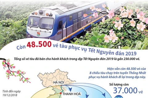 [Infographics] Còn 48.500 vé tàu phục vụ Tết Nguyên đán 2019