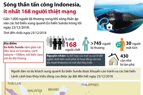 [Infographics] Sóng thần tại Indonesia, gần 1.000 người thương vong
