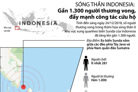 Sóng thần ở Indonesia: Gần 1.300 người thương vong, đẩy mạnh cứu hộ