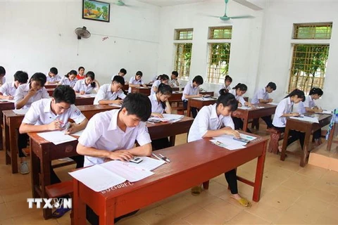 Thí sinh thi tại điểm thi THPT Nho Quan C, huyện Nho Quan, tỉnh Ninh Bình năm 2018. (Ảnh: Hải Yến/TTXVN)