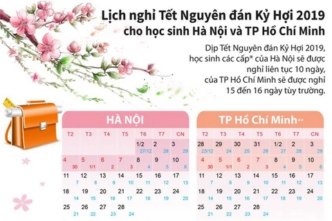 Lịch nghỉ Tết Nguyên đán Kỷ Hợi 2019 cho học sinh Hà Nội và TP.HCM 