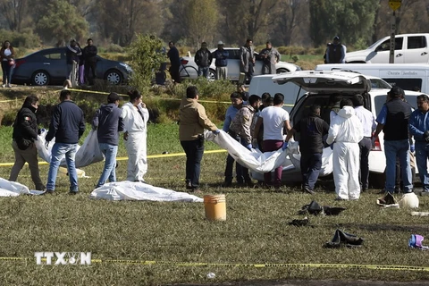 Chuyển thi thể nạn nhân trong vụ nổ đường ống dẫn nhiên liệu ở Hidalgo, Mexico ngày 20/1 vừa qua. (Ảnh: AFP/TTXVN)