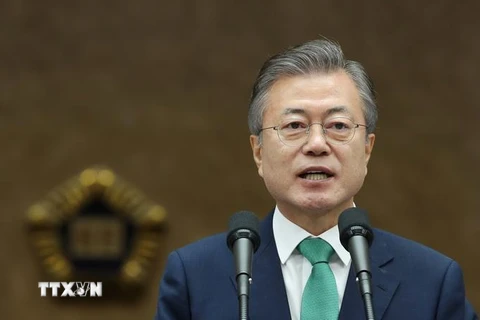 Tổng thống Hàn Quốc Moon Jae-in. (Ảnh: Yonhap/TTXVN)