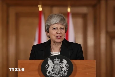 Thủ tướng Anh Theresa May phát biểu tại thủ đô London ngày 20/3 vừa qua. (Ảnh: AFP/TTXVN)
