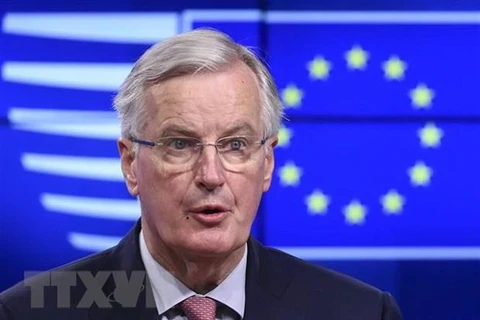 Trưởng phái đoàn đàm phán Brexit của EU Michel Barnier tại cuộc họp báo ở Brussels, Bỉ. (Ảnh: AFP/TTXVN)
