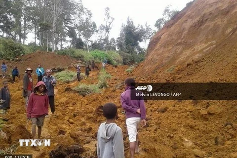Cảnh tàn phá sau trận động đất ở Ekari ở Papua New Guinea ngày 27/2/2018. (Ảnh: AFP/TTXVN)