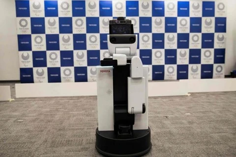 Robot hỗ trợ được trưng bày trong buổi trình diễn Dự án Robot Tokyo 2020 cho Thế vận hội Olympic ở Tokyo, ngày 15/3 vừa qua. (Nguồn: straitstimes)