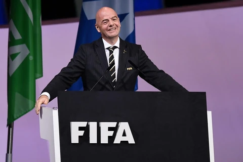 Ông Gianni Infantino sau khi tái đắc cử nhiệm kỳ 2 chức Chủ tịch FIFA. (Ảnh: AFP/TTXVN)