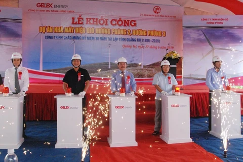 Lễ khởi công dự án hai nhà máy điện gió Hướng Phùng 2 và Hướng Phùng 3. (Ảnh: Thanh Thủy/TTXVN)