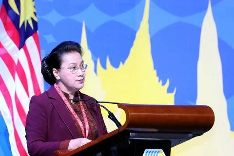 Chủ tịch Quốc hội Nguyễn Thị Kim Ngân phát biểu tại Phiên họp toàn thể thứ nhất Đại hội đồng AIPA 40. (Ảnh: Trọng Đức/TTXVN)