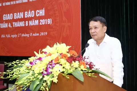 Ủy viên Trung ương Đảng, Tổng giám đốc TTXVN Nguyễn Đức Lợi phát biểu khai mạc. (Ảnh: Minh Quyết/TTXVN)