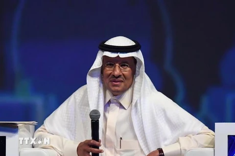 Bộ trưởng Dầu mỏ Saudi Arabia-Hoàng tử Abdulaziz bin Salman phát biểu tại Hội nghị Năng lượng Thế giới lần thứ 24 ở Abu Dhabi thuộc UAE ngày 9/9. (Ảnh: AFP/TTXVN)