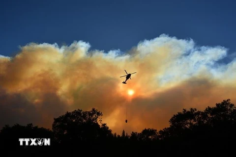 Các đám cháy rừng bùng phát dữ dội ở Paradise, California, Mỹ, ngày 11/11/2018. (Ảnh: AFP/TTXVN)
