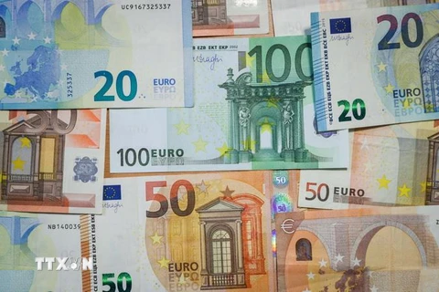 Đồng euro tại Brussels của Bỉ. (Ảnh: THX/TTXVN)