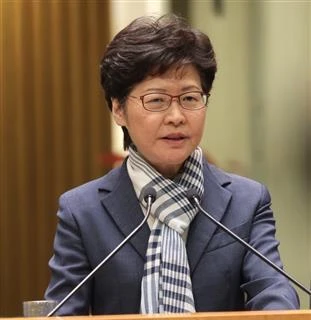 Trưởng Khu hành chính đặc biệt Hong Kong (Trung Quốc), bà Lâm Trịnh Nguyệt Nga tại cuộc họp báo ở Hong Kong ngày 11/11/2019. ( Ảnh: THX/TTXVN)