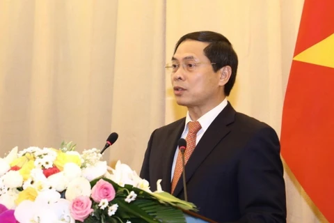 Thứ trưởng Thường trực Bộ Ngoại giao Bùi Thanh Sơn phát biểu. (Ảnh: Văn Điệp/TTXVN)