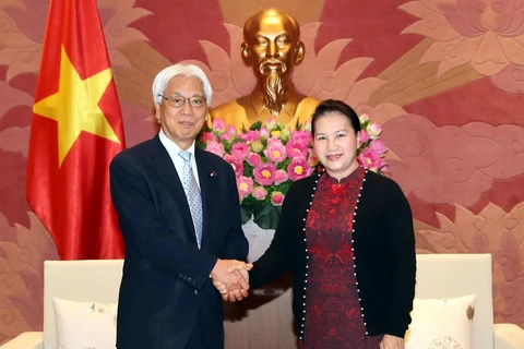 Chủ tịch Quốc hội Nguyễn Thị Kim Ngân và Phó Chủ tịch Thượng viện Nhật Bản Ogawa Toshio. (Ảnh: Trọng Đức/TTXVN)