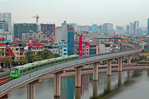 Tuyến đường sắt đô thị Cát Linh-Hà Đông. (Ảnh: Huy Hùng/TTXVN)