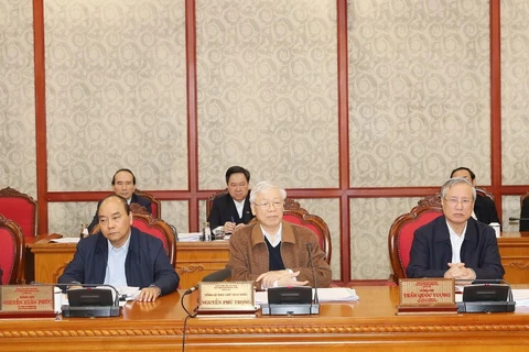 Tổng Bí thư, Chủ tịch nước Nguyễn Phú Trọng phát biểu khai mạc cuộc họp. (Ảnh: Trí Dũng/TTXVN)