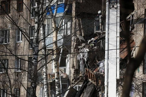 Một khu chung cư đã sụp đổ một phần sau vụ nổ khí gas rõ ràng gần Moscow. (Nguồn: begadistrictnews)