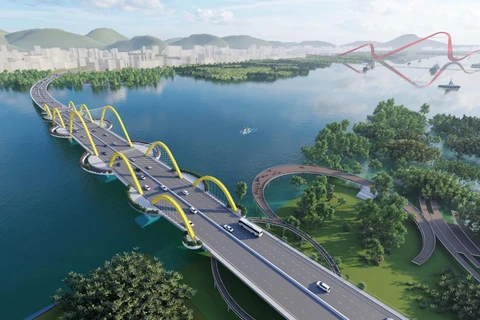 Cầu Cửa Lục 1 nối đôi bờ vịnh Cửa Lục sẽ giảm tải cho cầu Bãi Cháy, kết nối thuận lợi các khu vực thành phố Hạ Long. (Nguồn: quangninh.gov)