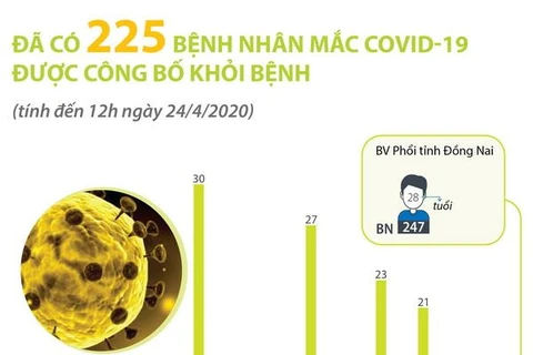 [Infographics] Đã có 225 bệnh nhân mắc COVID-19 được công bố khỏi