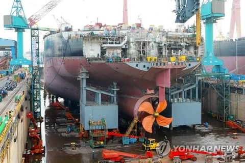 Xưởng đóng tàu của Công ty Công nghiệp nặng Hyundai ở Ulsan ngày 27/1 vừa qua. (Nguồn: Yonhap)