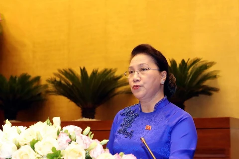 Chủ tịch Quốc hội Nguyễn Thị Kim Ngân phát biểu bế mạc. (Ảnh: Trọng Đức/TTXVN)