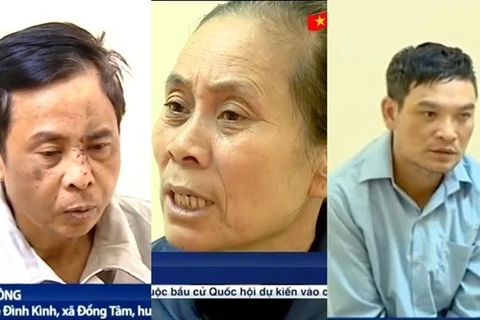 Ba trong số các đối tượng bị bắt ở Đồng Tâm. (Nguồn: VTV)