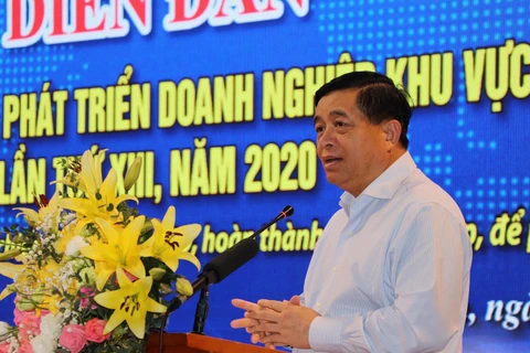 Bộ trưởng Bộ Kế hoạch và Đầu tư Nguyễn Chí Dũng phát biểu. (Ảnh: Thanh Hải/TTXVN)