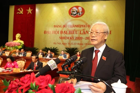 Tổng Bí thư, Chủ tịch nước Nguyễn Phú Trọng phát biểu chỉ đạo Đại hội. (Ảnh: Trí Dũng/TTXVN)