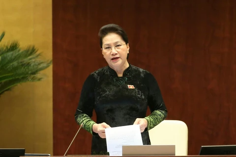 Chủ tịch Quốc hội Nguyễn Thị Kim Ngân điều hành phiên chất vấn và trả lời chất vấn. (Ảnh: Doãn Tấn/TTXVN)