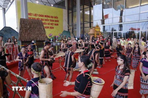 Chương trình biểu diễn văn hóa nghệ thuật truyền thống các dân tộc thiếu số tại Đại hội đại biểu các dân tộc thiểu số Việt Nam lần thứ II năm 2020. (Ảnh: Dương Giang/TTXVN)