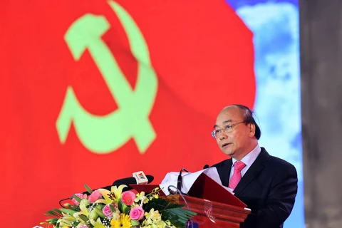 Thủ tướng Nguyễn Xuân Phúc phát biểu tại buổi lễ. (Ảnh: Thống Nhất/TTXVN)