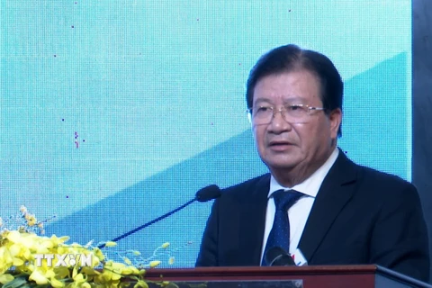 Phó Thủ tướng Trịnh Đình Dũng phát biểu tại hội nghị. (Ảnh: Đức Thọ/TTXVN)