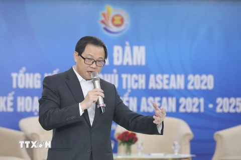 Ông Triệu Minh Long, Vụ trưởng Vụ Hợp tác quốc tế thuộc Bộ Thông tin và Truyền thông, đại Việt Nam tham dự Hội thảo. (Ảnh: Minh Quyết/TTXVN)