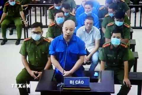 Bị cáo Nguyễn Xuân Đường tại phiên xét xử ngày 25/8/2020 - ảnh chụp qua màn hình. (Ảnh: Thế Duyệt/TTXVN)