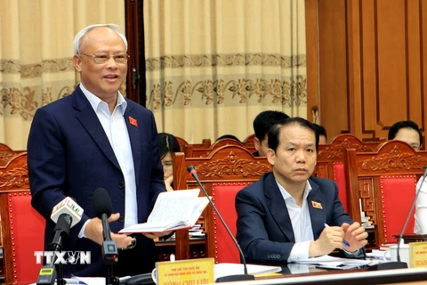 Phó Chủ tịch Quốc hội Uông Chu Lưu phát biểu tại buổi làm việc. (Ảnh: Thế Duyệt/TTXVN)