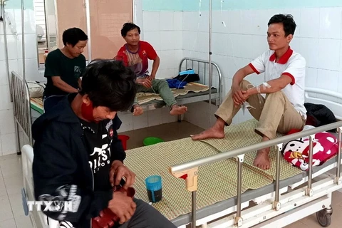 Các bệnh nhân đang được điều trị tại Trung tâm y tế huyện Nam Trà My. (Ảnh: Trịnh Bang Nhiệm/TTXVN)
