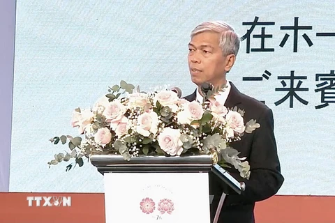 Phó Chủ tịch Ủy ban nhân dân Thành phố Hồ Chí Minh Võ Văn Hoan phát biểu khai mạc lễ hội. (Ảnh: Hồng Giang/TTXVN)