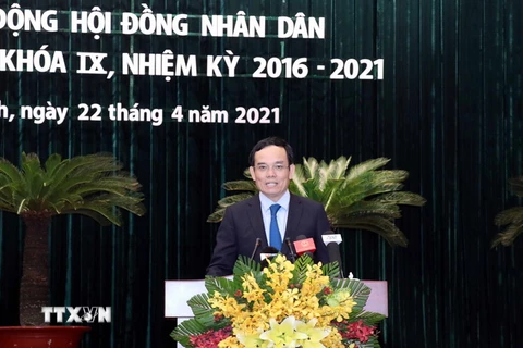 Ông Trần Lưu Quang, Phó Bí thư Thường trực Thành ủy Thành phố Hồ Chí Minh, phát biểu tại Kỳ họp. (Ảnh: Xuân Khu/TTXVN)