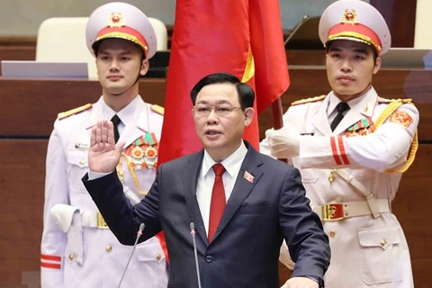 Chủ tịch Quốc hội Vương Đình Huệ tuyên thệ nhậm chức. (Ảnh: Phương Hoa/TTXVN)