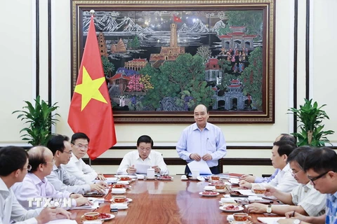 Chủ tịch nước Nguyễn Xuân Phúc, Trưởng Ban Chỉ đạo Cải cách Tư pháp Trung ương phát biểu. (Ảnh: Thống Nhất/TTXVN)