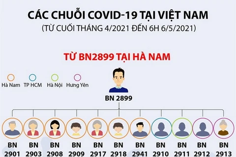 [Infographics] Các chuỗi COVID-19 xuất hiện tại Việt Nam