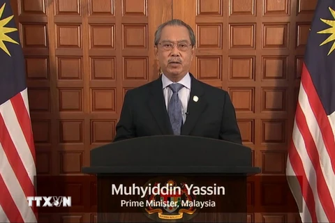 Thủ tướng Malaysia Muhyiddin Yassin phát biểu tại Hội nghị. (Ảnh: Đào Thanh Tùng/TTXVN)