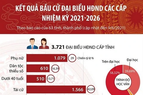 [Infographics] Kết quả bầu cử đại biểu HĐND các cấp nhiệm kỳ 2021-2026