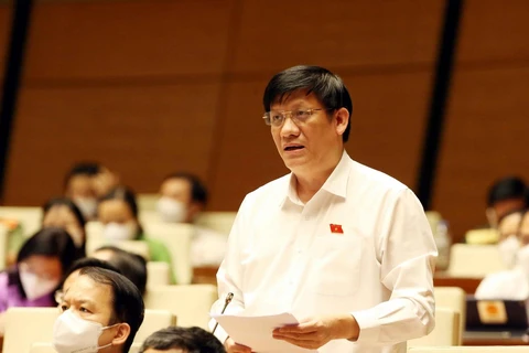 Bộ trưởng Bộ Y tế Nguyễn Thanh Long phát biểu. (Ảnh: Phạm Kiên/TTXVN)