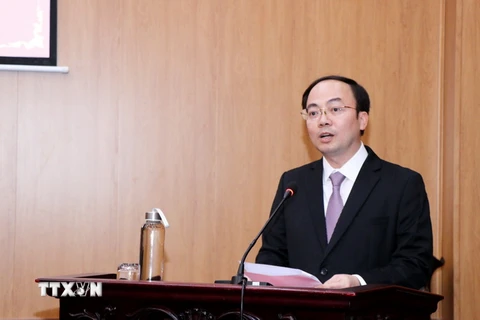 Ông Nguyễn Đăng Bình, Tân Phó Bí thư Tỉnh ủy Bắc Kạn phát biểu nhận nhiệm vụ. (Ảnh: Vũ Hoàng Giang/TTXVN)