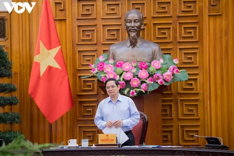 Thủ tướng Chính phủ Phạm Minh Chính tại buổi làm việc với VOV. (Nguồn: vov)